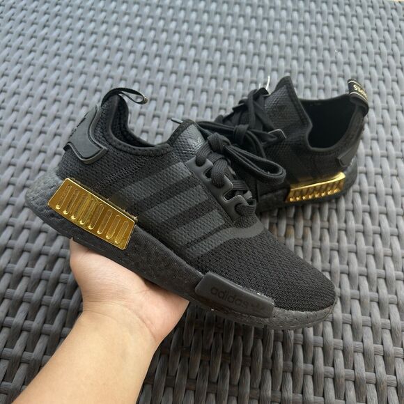 Adidas NMD_R1 Black Gold Metallic Women's Athletic Shoes FV1787 (No Shoe Box) - Picture 1 of 12